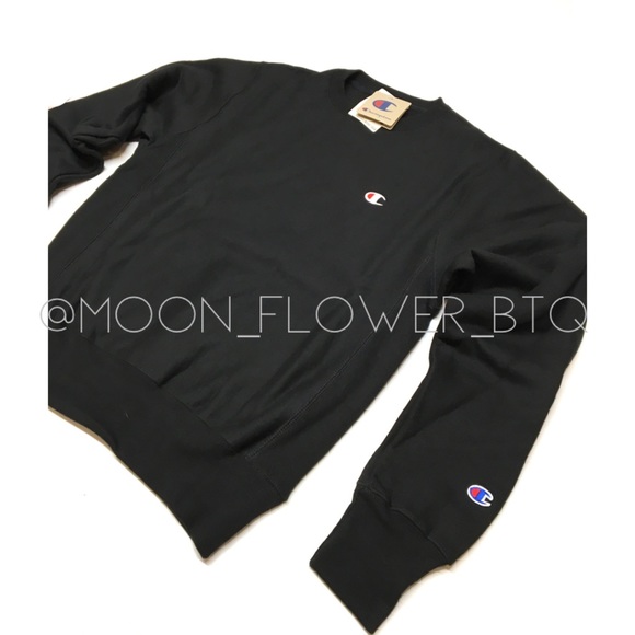 Champion Reverse Weave Crew Neck Sweatshirt Black - Picture 5 of 14